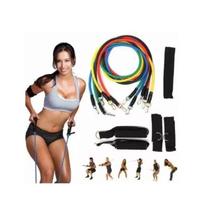 Kit Extensor Elástico 11 Peças Exercício Fitness Pilates
