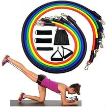 Kit Extensor Elástico 11 Peças Faixas de Resistência Elástica Ginástica Exercícios Musculação Fitness Treino em Casa Academia Yoga Funcional Pull Up