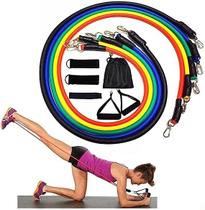 Kit Extensor Elástico 11 Peças Faixas de Resistência Elástica Ginástica Exercícios Musculação Fitness Treino em Casa Academia Yoga Funcional Pull Up