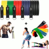 Kit Extensor Elastico Extensores 11 Peças + 5 Faixas Elástica de Resistência para yoga Pilates Treino