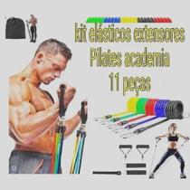 Kit Extensor Elástico Extensores 11 Peças Exercício