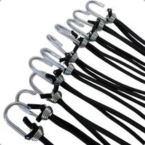 Kit Extensor Lona Elástico 50 Uni Corda Fixador Gancho 35cm Preto