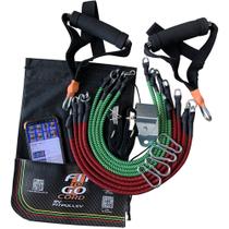 Kit Extensor Treino Ginastica Musculação Em Casa FITtoGO Seguro 80kg elástico revestido Kit Extensor Treino Ginastica Musculação Em Casa FITtoGO Seguro 80kg elástico revestido