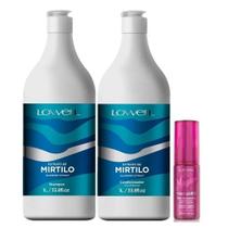 Kit Extrato de Mirtilo Shampoo 1 Litro + Condicionador 1 Litro + Óleo Disciplinante Liso Mágico 30 ml Lowell
