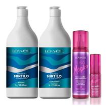 Kit Extrato De Mirtilo Shampoo + Condicionador 1 Litro + Fluido + Óleo Liso Mágico - Lowell