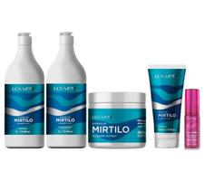 Kit Extrato de Mirtilo Shampoo + Condicionador 1 Litro + Máscara 450 g + Leave-in + Óleo Liso Mágico 30 ml - Lowell