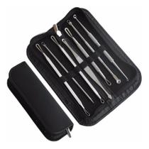 Kit Extrator De Cravos Com 7 Curetas Aço Inoxidavel + Estojo