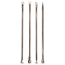 Kit Extratores Acne - Aço Inox - 4 Curetas - Cobre - 12 cm