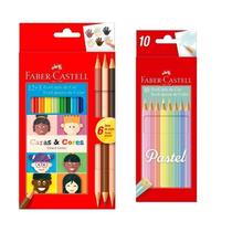 Kit Faber-Castell 10 Cores Pastel E 12 Cores 6 Tons De Pele Kit Faber-Castell 10 Cores Pastel E 12 Cores 6 Tons De Pele
