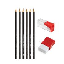 Kit Faber Castell lápis grafite HB, apontador e borracha