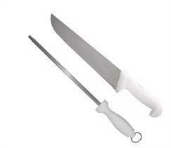 Kit Faca 8 E Chaira Amolador Aço Inox Churrasco Profissional