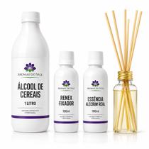 Kit Faça Aromatizador de Varetas e Home Spray Completo Com Essência Fixador Fórmula e Pet 120ml