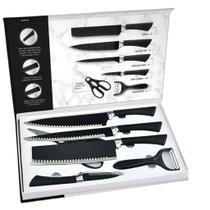 Kit Faca Chef 6 Peças - Preto Cor Prateado