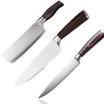 Kit faca cutelo de cozinha padrão aço damasco full tang - BELLA FLOR