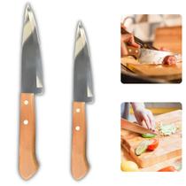 Kit Faca De Aço Inox Com Cabo de Madeira N6 E N8 Para Cozinha Churrasco Profissional