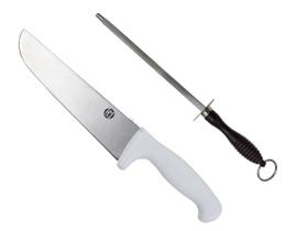 Kit Faca De Carne Profissional 8 (20cm) + Chaira P/ Facas Polo