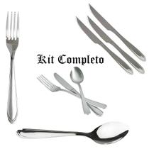 Kit Faca De Churrasco Colher Garfo Monaco Inox Kit Faca De Churrasco Colher Garfo Monaco Inox