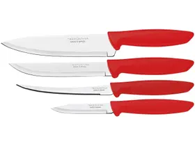 Kit Faca De Cozinha 4 Unidades Tramontina Plenus Vermelho