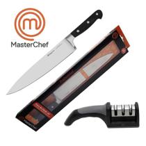 Kit Faca do Chefe 10" Profissional e Afiador 3 Faces MasterChef