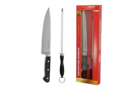 Kit Faca E Chaira Corneta Chef Inox Para Churrasco 2 Peças Kit Faca E Chaira Corneta Chef Inox Para Churrasco 2 Peças