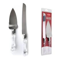Kit Faca e Espátula Para Bolo em Aço Inox e Cabo Acrílico Conjunto Utensílios para Servir Sobremesas e Confeitaria Kit Faca e Espátula Para Bolo em Aço Inox e Cabo Acrílico Conjunto Utensílios para Servir Sobremesas e Confeitaria