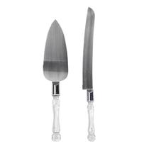 Kit Faca e Espátula para Bolos com Cabo Acrilico Kit Faca e Espátula para Bolos com Cabo Acrilico