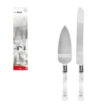 Kit Faca e Espátula para cortar Bolos e Tortas Cabo Em Acrílico - Art House