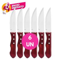 Kit Faca Jumbo Outback 5 Polegada Inox Serra Cabo Madeira Wood Churrascaria Cozinha Restaurante