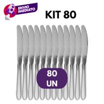Kit Faca Mesa Conjunto Talheres Inox Jantar Refeição Bar Boteco Restaurante Jogo C/ 60, 80 Ou 100Un