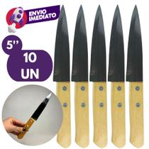 Kit Faca Peixeira 5 Polegada Profissional Lamina Aço Inox E Cabo Madeira Linha Wooden
