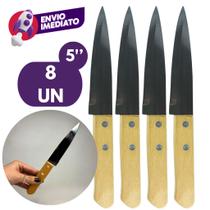 Kit Faca Peixeira 5 Polegada Profissional Lamina Aço Inox E Cabo Madeira Linha Wooden