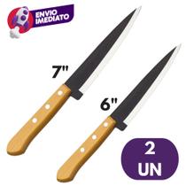 Kit Faca Peixeira Profissional 3, 5, 6 e 7 Polegadas Aço Inox Cabo Madeira Churrasco Cozinha Bar