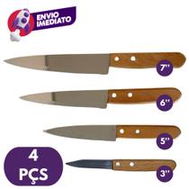 Kit Faca Peixeira Profissional 3, 5, 6 e 7 Polegadas Aço Inox Cabo Madeira Churrasco Cozinha Bar Kit Faca Peixeira Profissional 3, 5, 6 e 7 Polegadas Aço Inox Cabo Madeira Churrasco Cozinha Bar