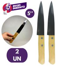 Kit Faca Peixeira Profissional 5 Polegada Lamina Inox Cabo Madeira Linha Wooden