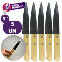 Kit Faca Peixeira Profissional 5 Polegada Lamina Inox Cabo Madeira Linha Wooden