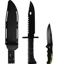 Kit Faca Pesca Caça Camping Tática Militar Com Bainha Canivete