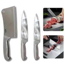 Kit Faca Toda Em Aço Inox Escovado Cutelo N6 Faca Peixeira N6 N7 Cozinha Açougue