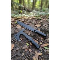 Kit Facão Tático Machado Sobrevivência Camping Aço Inox