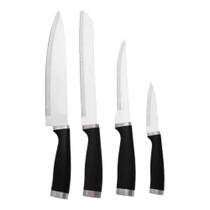 Kit Facas 4 Peças Inox Plástico Preto Utensílios De Cozinha - Clink