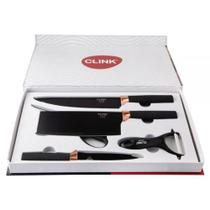 Kit facas 5 pcs aço inox/plastico profissional cozinha carne - CLINK