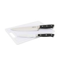Kit Facas 8" e 5" Aço Inox Brinox e Tábua de Carne Branca Multicorte 44x30cm Poliestireno Cinquetti Kit Facas 8" e 5" Aço Inox Brinox e Tábua de Carne Branca Multicorte 44x30cm Poliestireno Cinquetti