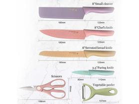 Kit Facas Aço Inox Colorida 6 Peças Cozinha Presente Kit Facas Aço Inox Colorida 6 Peças Cozinha Presente