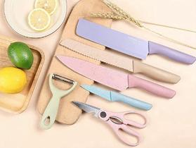 Kit facas aço inox colorida 6 peças cozinha presente faqueiro