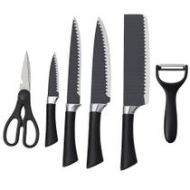 Kit Facas Bahamas Caerus Home 6 Peças Inox Com Cabo De Fibra Ergonômico + Tesoura e Descascador
