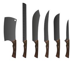 Kit Facas Carne Churrasco Cabo Madeira Inox Black Tramontina