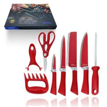 Kit Facas Chef Churrasco Inox Antiaderente 8 Peças. Kit Facas Chef Churrasco Inox Antiaderente 8 Peças.