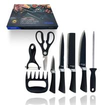 Kit Facas Chef Churrasco Inox Antiaderente Preto 8 Peças Kit Facas Chef Churrasco Inox Antiaderente Preto 8 Peças