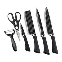 Kit Facas Cozinha 6 Peças Cutelo, Tesoura, Descascador