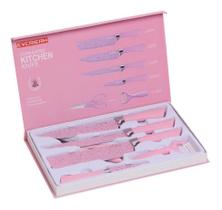 Kit Facas De Churrasco Antiaderente Rosa 6 Peças