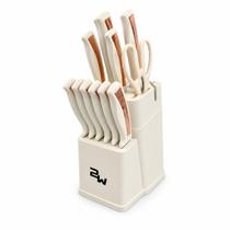 Kit Facas de Cozinha 11 Peças em Aço Inoxidável com Tesoura Chef, Pão, Frutas, Bife e Multiuso